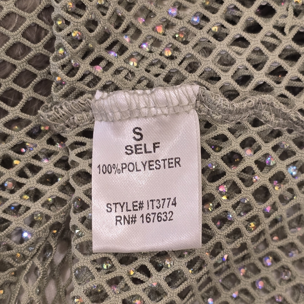 Sheer Mesh Long Sleeve Top with Fur Cuffs - Picture 5 of 7